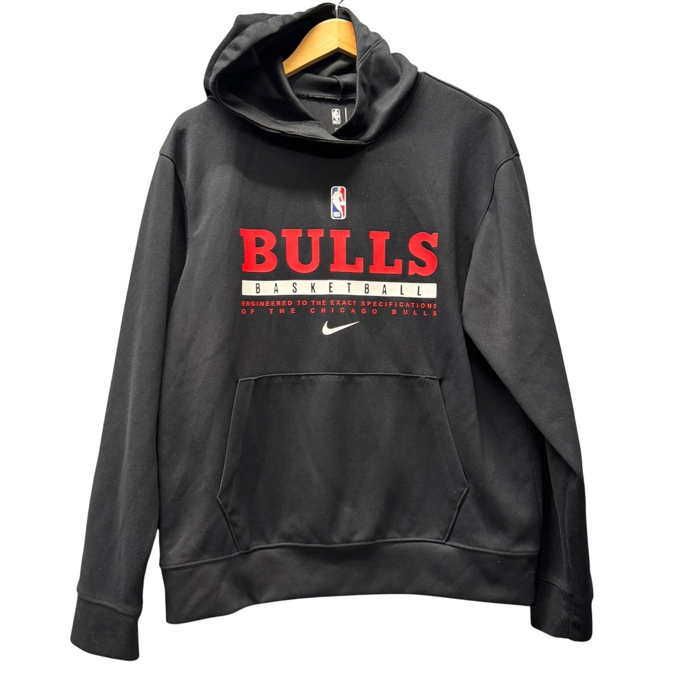 Chicago Bulls Nike Hoodie Mens Medium Basketball Black Pullover NBA Dri-Fit